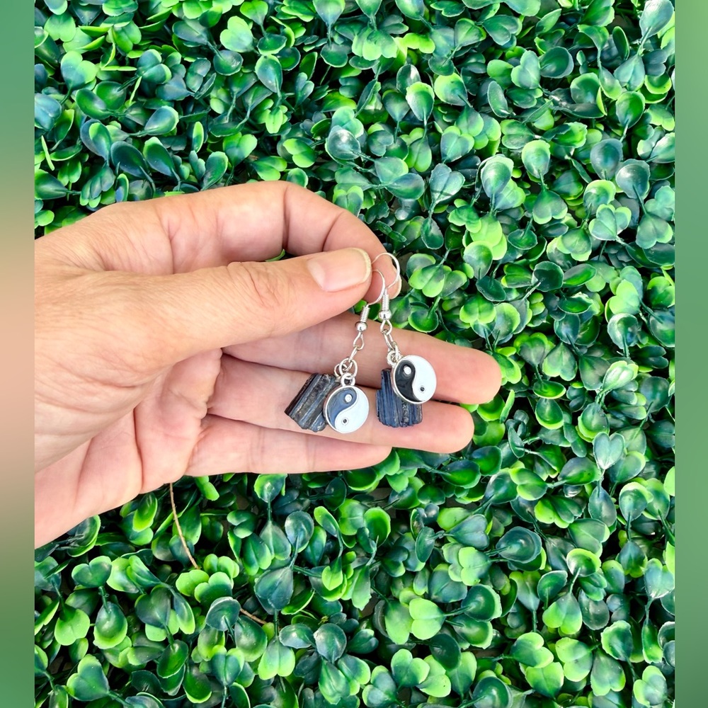 Black Tourmaline ~ Yin Yang earrings